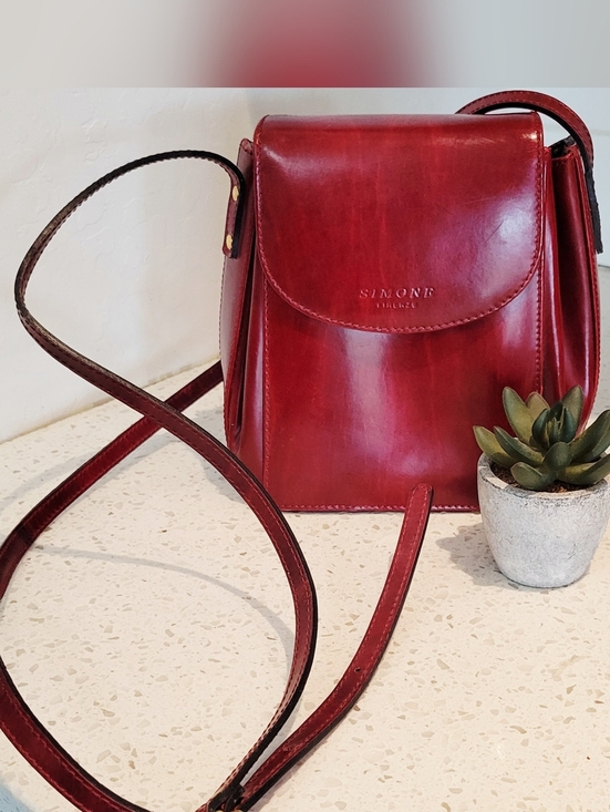 Simone Firenze Handbags - Simone Firenze Red Leather Crossbody Bag | Italian Leather Purse